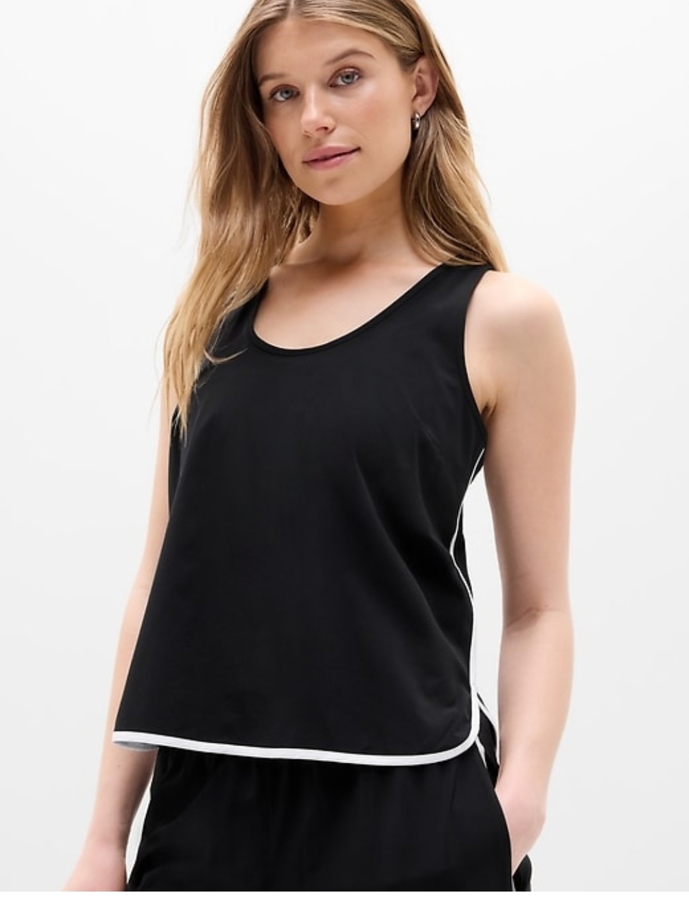 Athleta Black Journey Tank Top with White Trim. NWT. Medium.